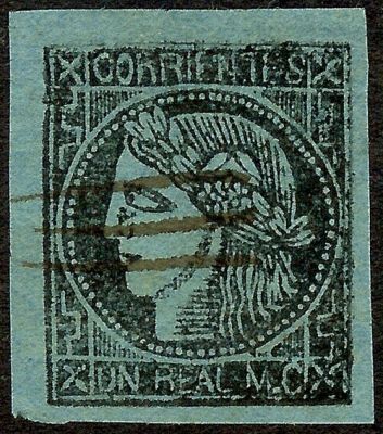 Primer sello de Corrientes, Argentina, un real de 1856