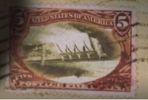 Foto del sello sin identificar: sello postal estadounidense de 5 centavos