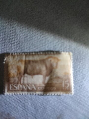 Segunda foto del sello sin identificar: Sello toro de España 15 cts