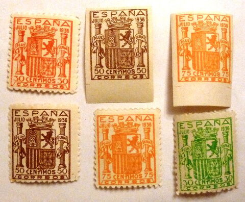 Foto del sello sin identificar: FALSOS FILATELICOS. ESCUDO DE ESPAÑA. 1936