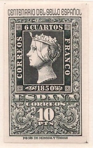 Foto del sello sin identificar: España 1950 Reina Isabel
