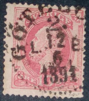 Sello raro y antiguo Rey Oscar II de Suecia 10 ore de 1891