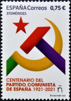 España 2022 Edifil 5626 Sello ** Centenario Partido Comunista Hoz y Martillo Michel 5677 Yvert 5382 Spain Stamp Timbre Espagne Briefmarke Spanien Francobollo Spagna